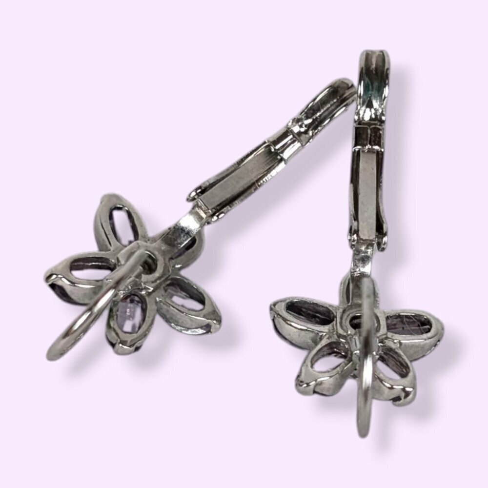 (2/$20) Dainty Purple Glass Flower Earrings - Picture 4 of 5
